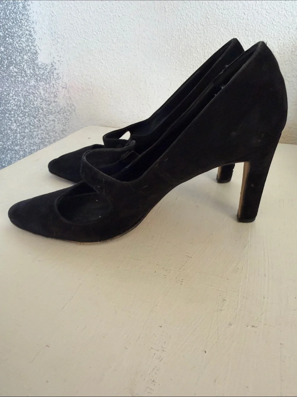 Manolo Blahnik Black Suede Mary Jane Pumps with Button Strap - Picture 12 of 12